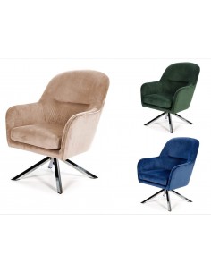 Sillón giratorio de Terciopelo CLYDE con patas de acero...