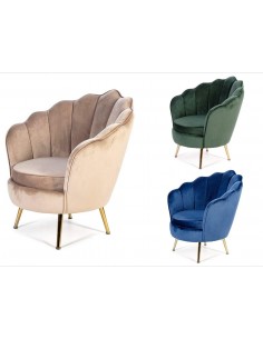 Butaca de terciopelo OSTRA patas metalicas en dorado.