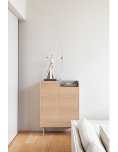 MUEBLE AUXILIAR VALLEY 2P1C ROBLE BANDEJA/PIES GRIS CLA 2