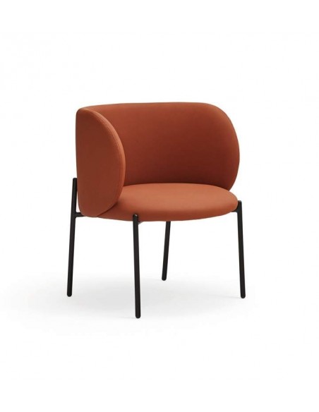 POLTRONA TEULAT MOGI EM COURO SINTÉTICOCOR TEJA E PÉS METÁLICOS.