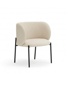 POLTRONA TEULAT MOGI EM COURO SINTÉTICO BEIGE E PÉS...