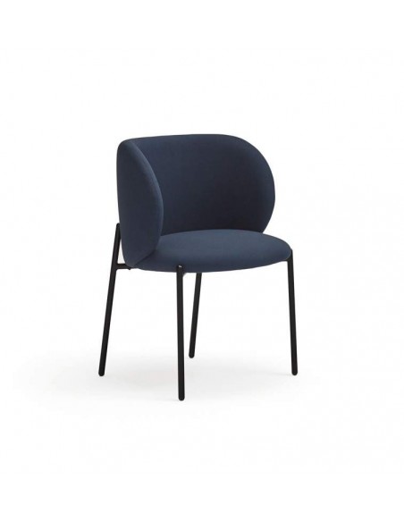 SILLA DE TEULAT MOGI EN TEJIDO AZUL Y PATAS METÁLICAS.