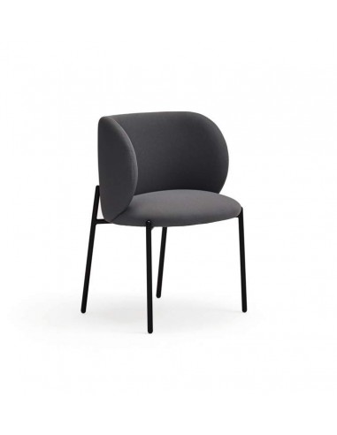 SILLA DE TEULAT MOGI EN TEJIDO GRIS OSCURO Y PATAS METÁLICAS.