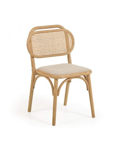Silla Doriane de madera maciza de roble y asiento de tela.