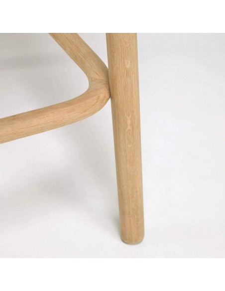 Taburete Doriane madera maciza roble y asiento de tela altura 65 cm.