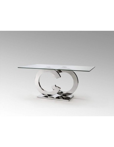 SCHULLER MESA DE COMEDOR CASANDRA 160 X 90, CRISTAL y PATAS DE ACERO INOX.