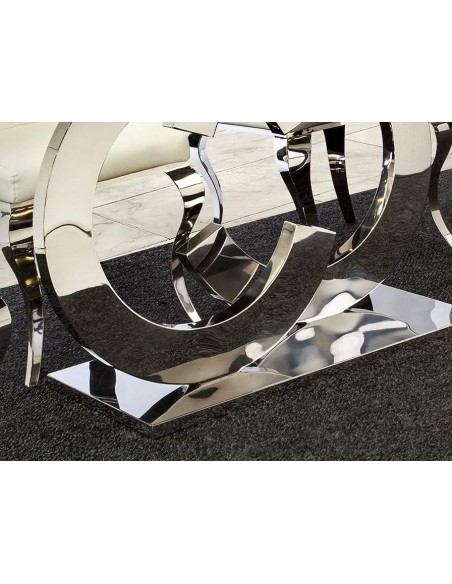 MESA DE JANTAR SCHULLER CASANDRA 160 X 90, tampo DE VIDRO E base AÇO INOXIDÁVEL.