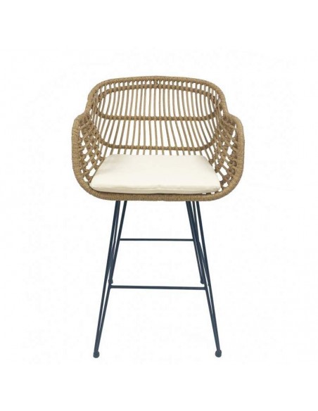Tamborete com braços GLORY, exterior, almofada, rattan e metal