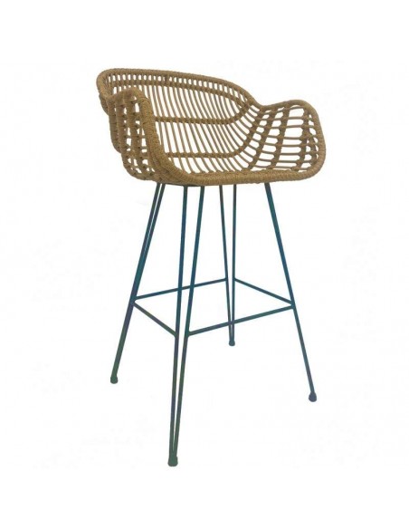 Tamborete com braços GLORY, exterior, almofada, rattan e metal