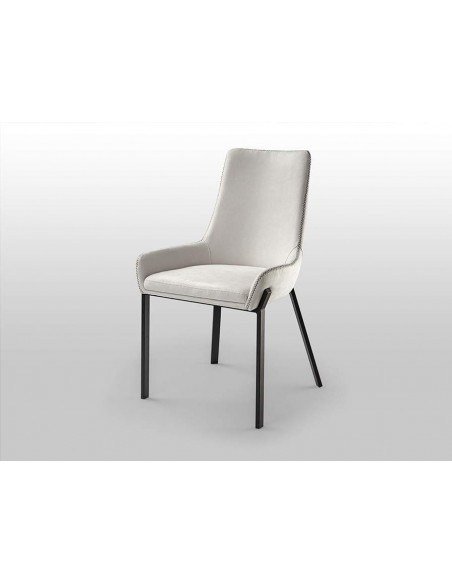 SCHULLER SILLA DIANE, metal NEGRO, tejido BLANCO-HILO GRIS.