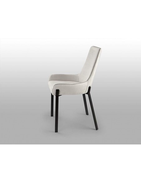 SCHULLER SILLA DIANE, metal NEGRO, tejido BLANCO-HILO GRIS.