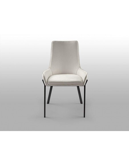 CADEIRA SCHULLER DIANE, metal PRETO, tecido BRANCO-FIO CINZA.