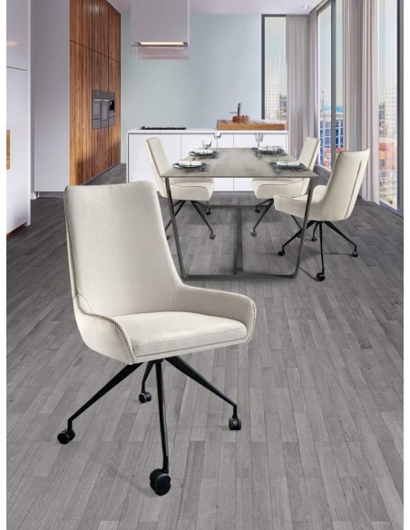 SCHULLER SILLA DE OFICINA DIANE, tejido BLANCA-HILO GRIS, Metal NEGRO,