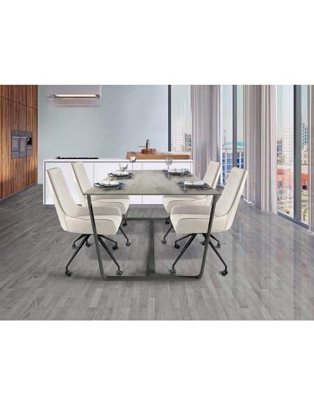 SCHULLER SILLA DE OFICINA DIANE, tejido BLANCA-HILO GRIS, Metal NEGRO,