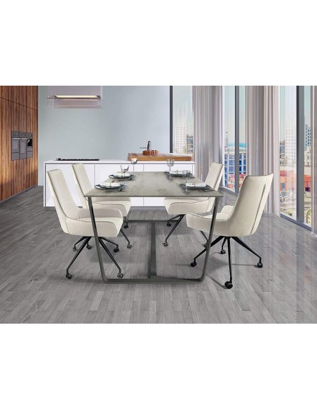 SCHULLER SILLA DE OFICINA DIANE, tejido BLANCA-HILO GRIS, Metal NEGRO,