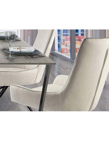 SCHULLER SILLA DE OFICINA DIANE, tejido BLANCA-HILO GRIS, Metal NEGRO,