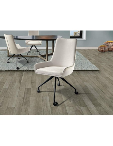 SCHULLER SILLA DE OFICINA DIANE, tejido BLANCA-HILO GRIS, Metal NEGRO,