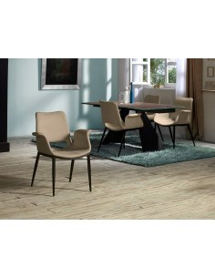 SCHULLER SILLA con brazos SOWA, tejido BEIGE y metal negro 2
