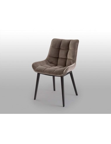 SCHULLER SILLA DEVANY, tejido terciopelo PIEDRA y metal NEGRO