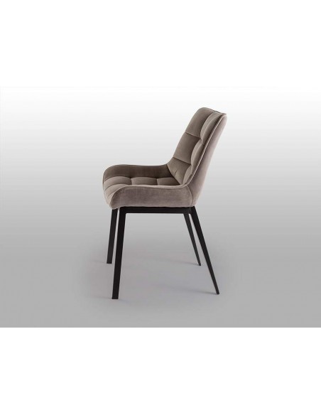 SCHULLER SILLA DEVANY, tejido terciopelo PIEDRA y metal NEGRO