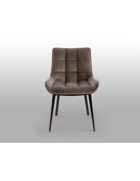 SCHULLER SILLA DEVANY, tejido terciopelo PIEDRA y metal NEGRO