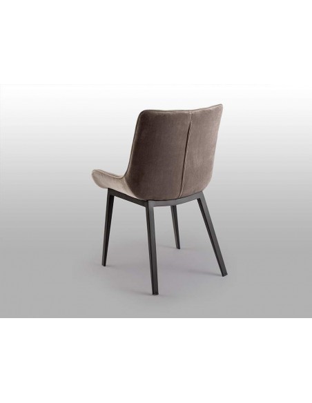 SCHULLER SILLA DEVANY, tejido terciopelo PIEDRA y metal NEGRO