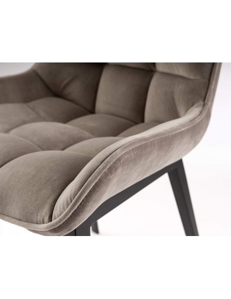 SCHULLER SILLA DEVANY, tejido terciopelo PIEDRA y metal NEGRO