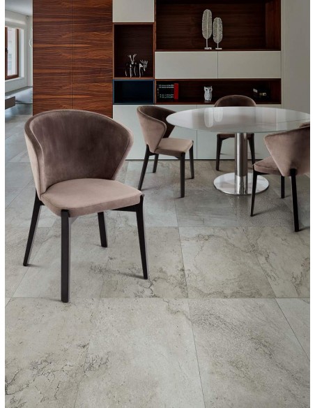 CADEIRA SCHULLER AZURA, metal PRETO, tecido veludo BEIGE.