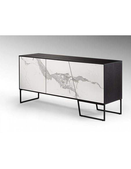 APARADOR SCHULLER KERALA, PORCELANA BRANCO COM freixo PRETO.