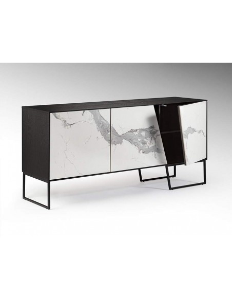 APARADOR SCHULLER KERALA, PORCELANA BRANCO COM freixo PRETO.