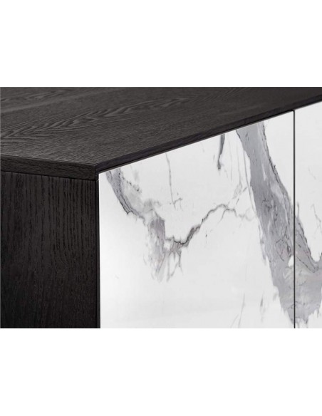 APARADOR SCHULLER KERALA, PORCELANA BRANCO COM freixo PRETO.