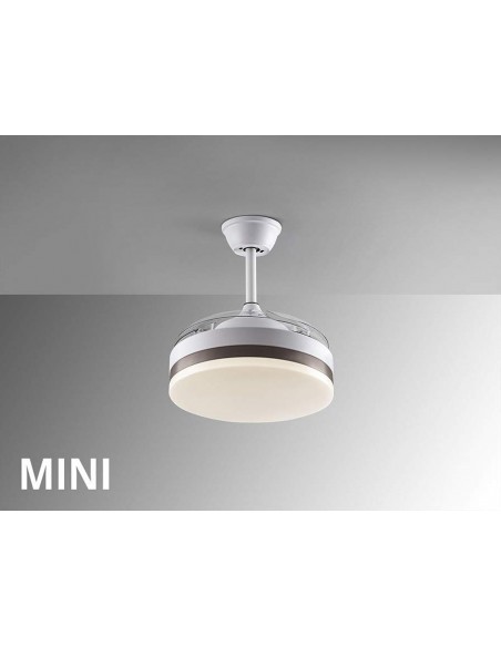SCHULLER VENTILADOR MINI de techo VENTO 40/90 cm. Aspas escamoteables. Blanco y Bronce.