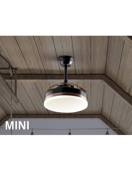 SCHULLER VENTILADOR MINI de techo VENTO 40/90 cm. Aspas escamoteables. Negro y Bronce.