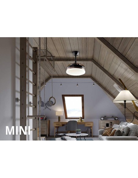 VENTILADOR MINI DE TETO SCHULLER VENTO 40 / 90 cm. lâminas retráteis. Preto e Bronce.