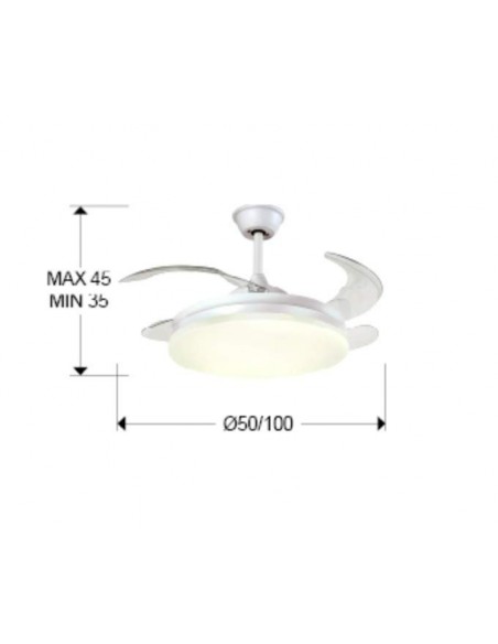 SCHULLER VENTILADOR techo VENTO 50/100 cm. Aspas escamoteables. Negro y oro.