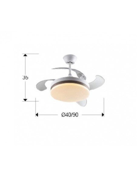 VENTILADOR MINI DE TETO SCHULLER VENTO 40/90 cm. Lâminas retráteis. Branco e Bronce.