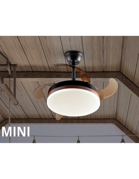 VENTILADOR MINI DE TETO SCHULLER VENTO 40 / 90 cm. lâminas retráteis. Preto e Bronce.