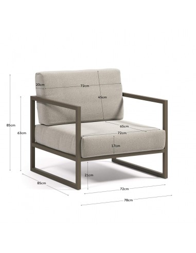 Butaca exterior Comova, tejido gris claro y...