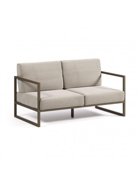 Sofá exterior Comova 150 cm. 2 lugares cinza claro e alumínio verde