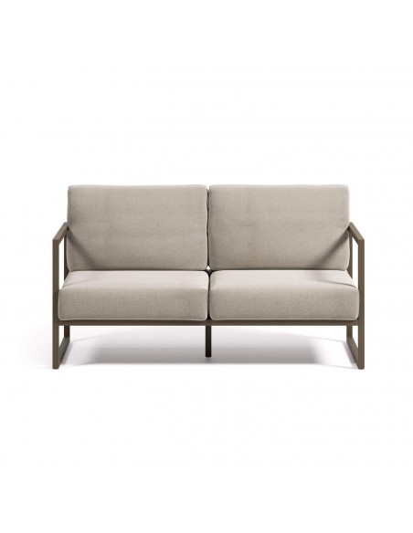 Sofá exterior Comova 150 cm, 2 plazas gris claro y de aluminio verde