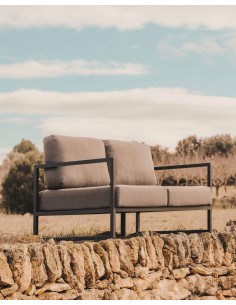 Sofá exterior Comova 150 cm, 2 plazas gris claro y de... 2