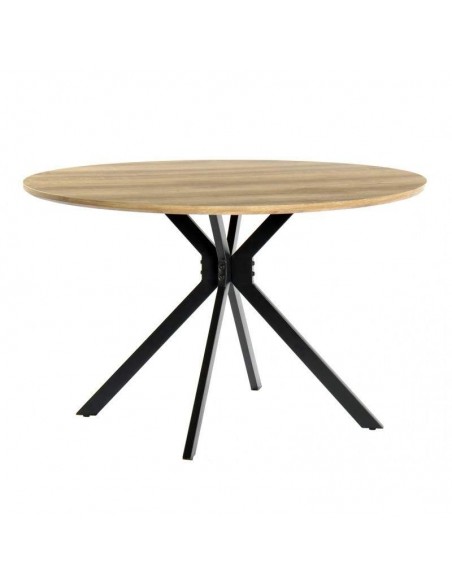 Mesa redonda MINERA 120 cm. Madera bilaminada. Estructura metal negro