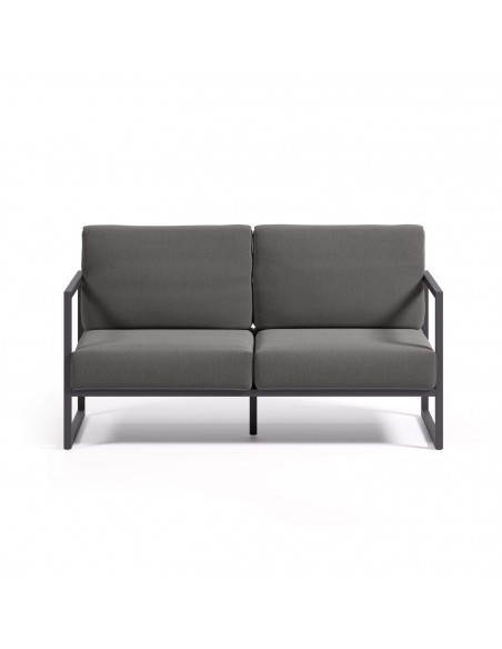 Sofá exterior Comova 150 cm, 2 plazas gris oscuro y de aluminio gris.