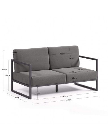 Sofá exterior Comova 150 cm, 2 plazas gris...
