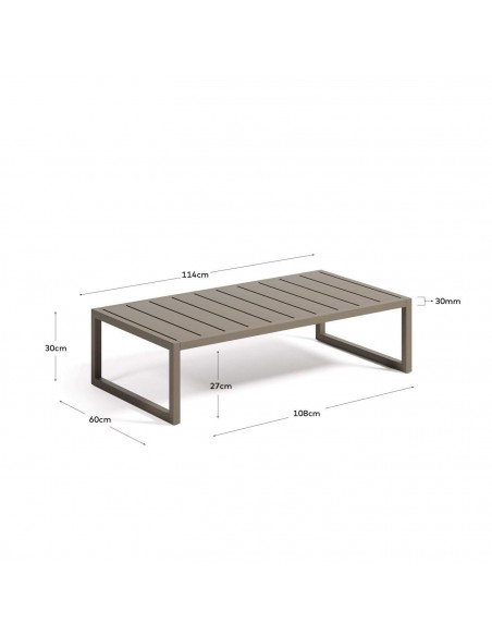 Mesa de centro exterior Comova em alumínio verde 60 x 114 cm.