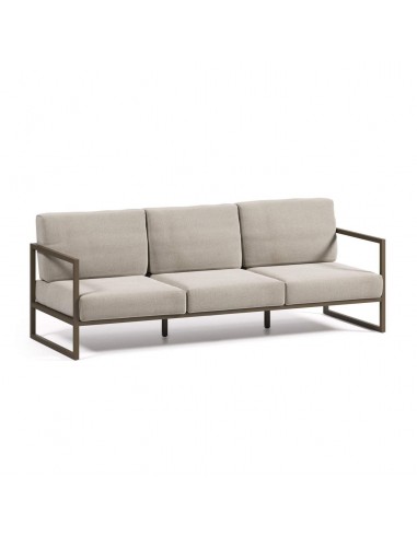 Sofá de exterior Comova de 3 lugares em alumínio cinza claro e verde 222 cm.