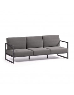 Sofá de exterior Comova de 3 lugares em alumínio cinza e...