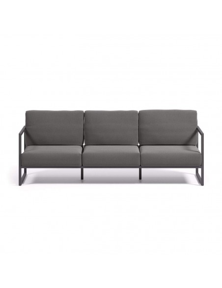 Sofá de exterior Comova de 3 lugares em alumínio cinza e cinza escuro 222 cm.