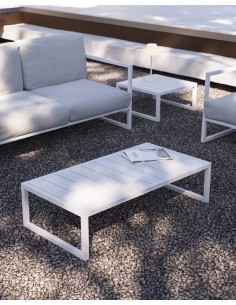 Mesa de centro exterior Comova em alumínio branco 60 x... 2