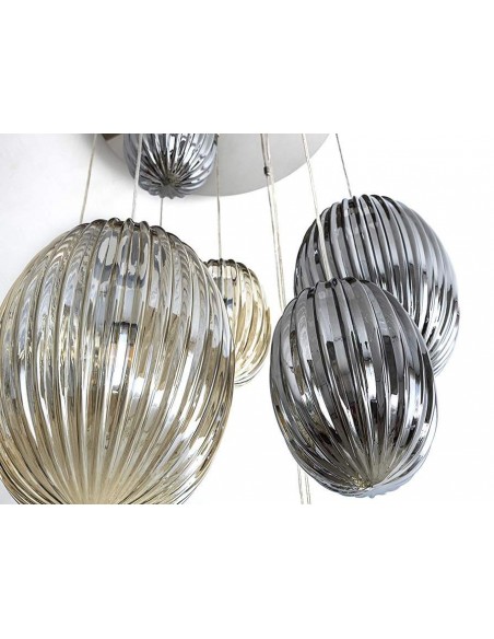 SCHULLER LAMPARA COLGANTE COM RECEPTOR OVILA 9L SMOKE/COÑAC.